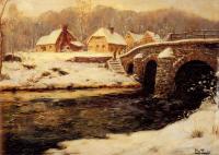 Thaulow, Frits - A Stone Bridge Over A Stream In Winter